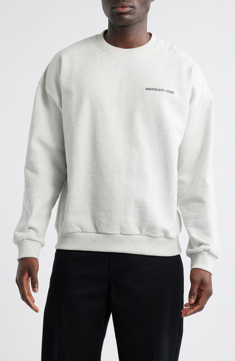 Brixton Logo Embroidered Cotton Sweatshirt, Main, color, 