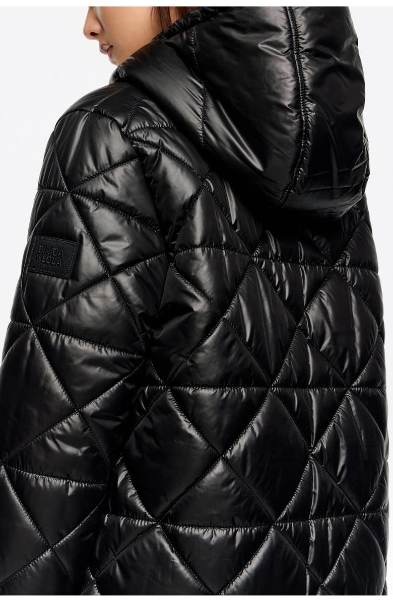 Bimba y Lola Straight Hooded Puffer, Alternate, color, Black