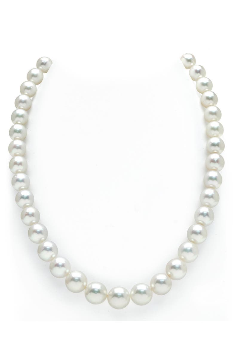 9-11mm White South Sea Pearl Necklace - Premier AAAA Quality, Main, color, White Gold Clasp