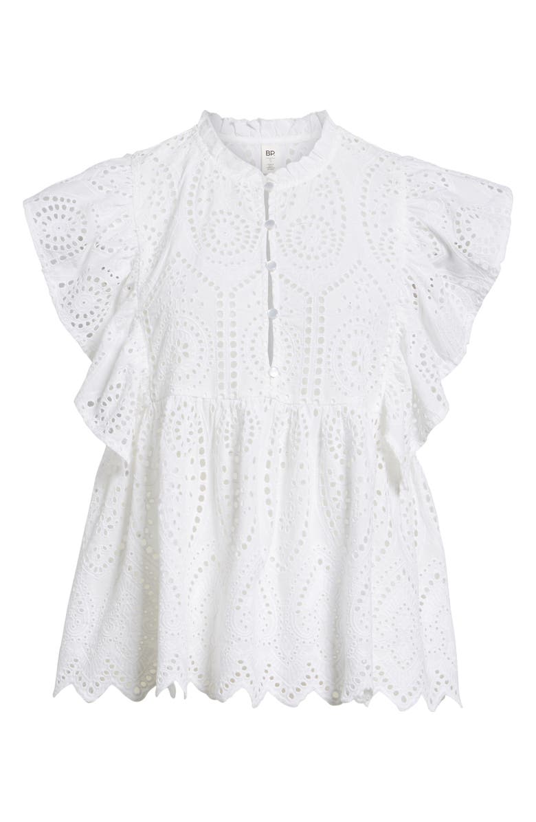 BP. Ruffle Cotton Eyelet Top, Alternate, color,