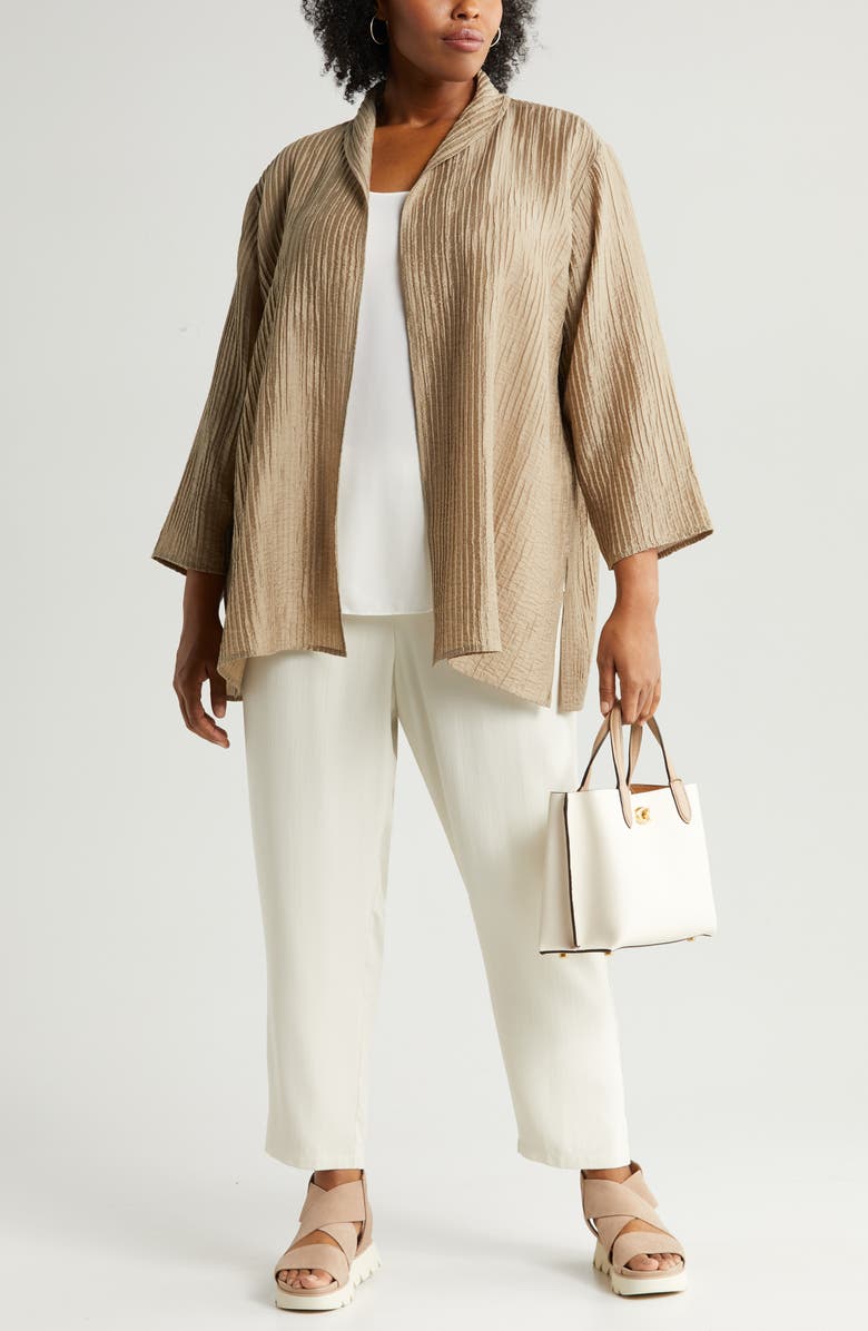 Eileen Fisher Textured High Collar Open Jacket, Main, color, 