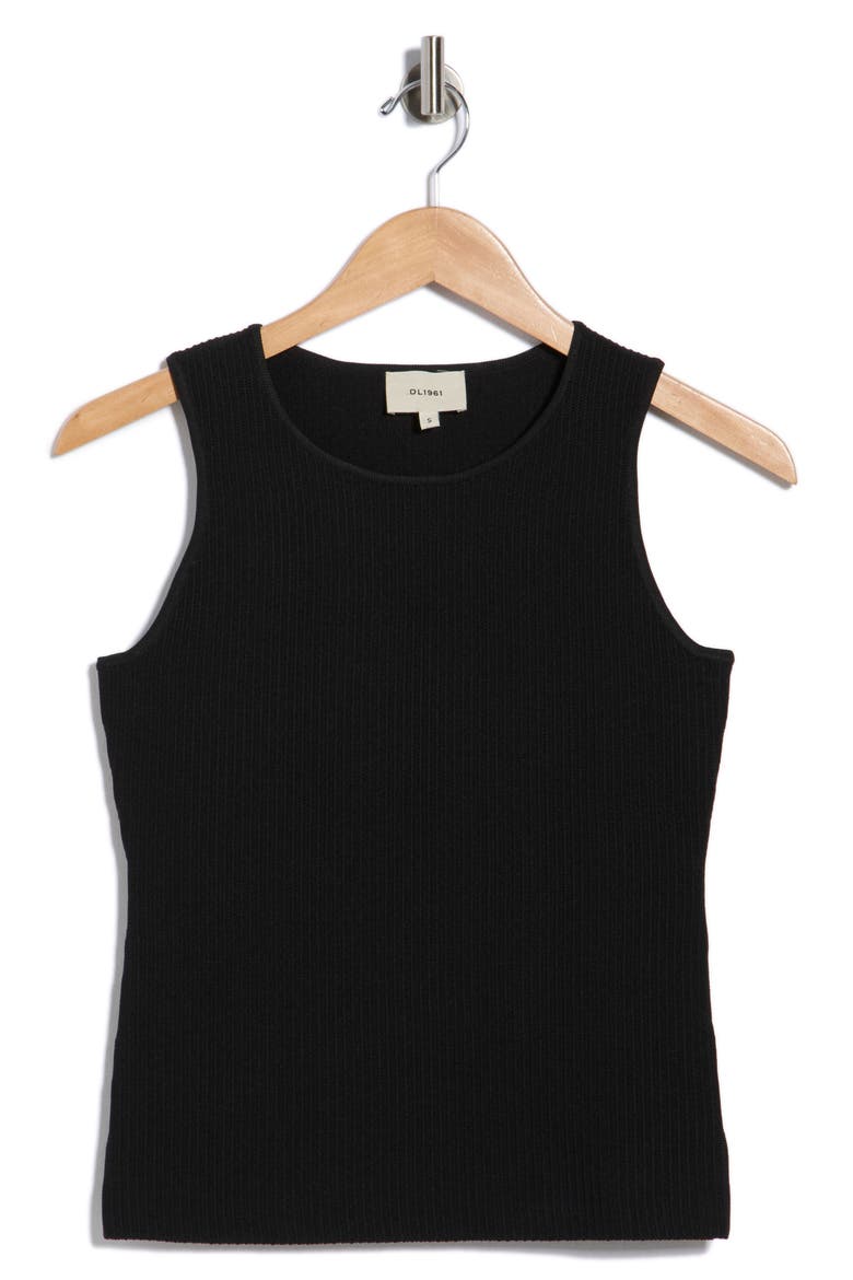 Racer Ribbed Tank, Main, color, BLACK