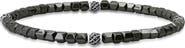 HMY JEWELRY Sterling Silver & Hematite Stretch Bead Bracelet