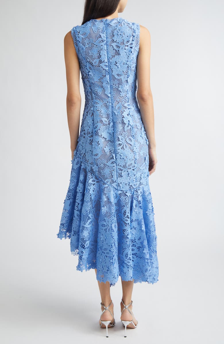 Oscar de la Renta Porcelain Flowers Asymmetric Guipure Lace Dress, Alternate, color, Hydrangea
