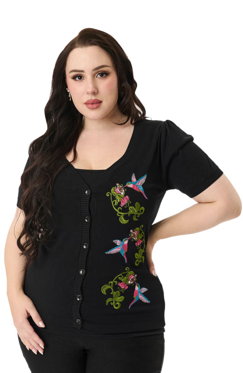 Unique Vintage Plus Size 1950s Embroidered Cardigan, Main, color,