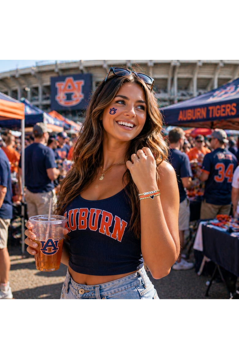 Auburn University Love My College Bracelet Stack, Alternate, color, Yellow Gold