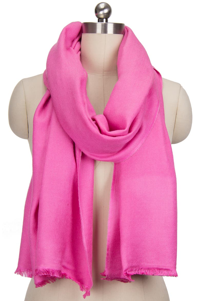 Cashmere Silk Eyelash Fringe Scarf, Alternate, color, FUCHSIA