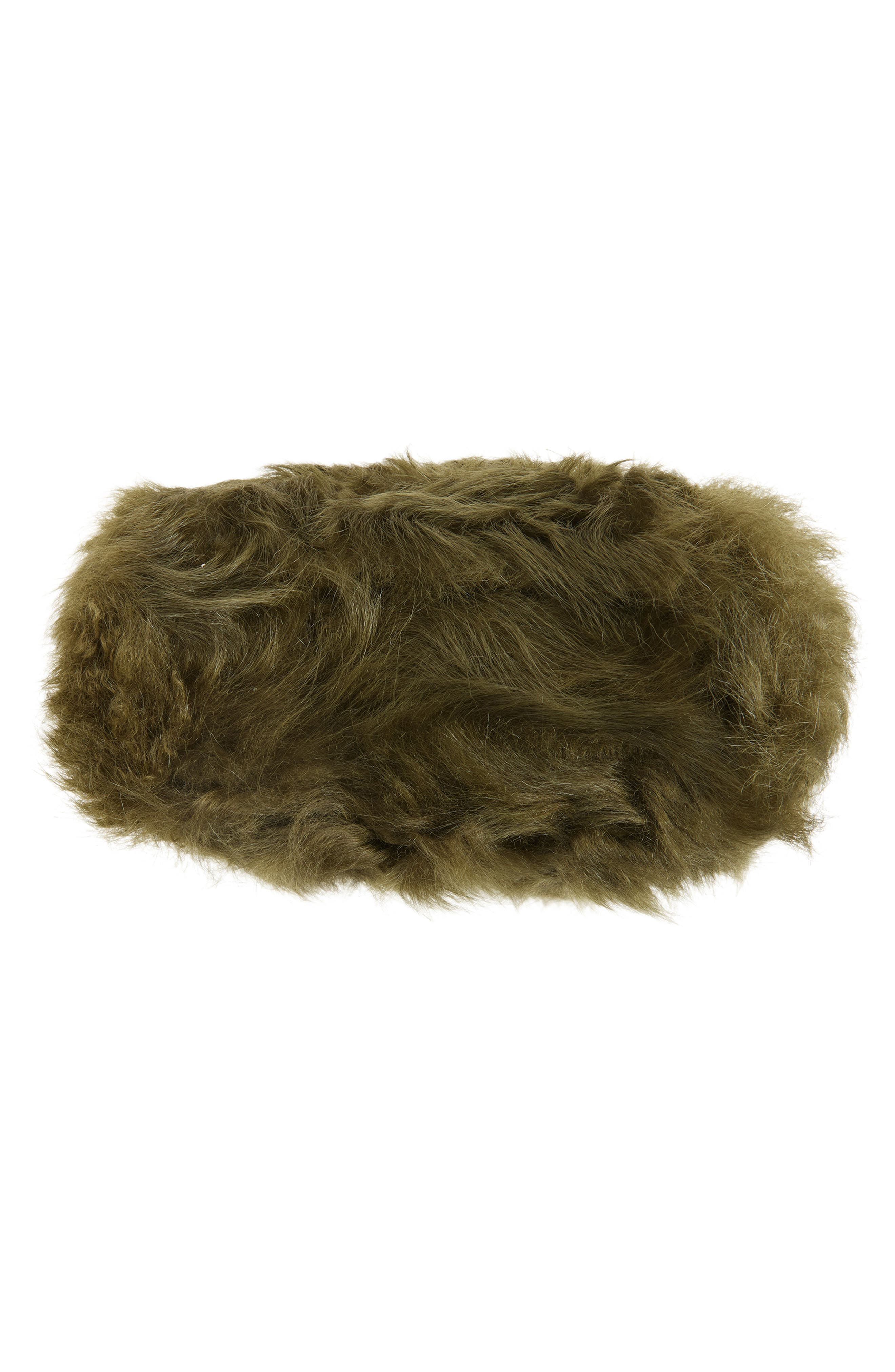 Anya Hindmarch Mini Eyes Genuine Shearling Crossbody Bag, Alternate, color, Khaki