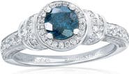 SOUZANA by Suzy Levian 14K White Gold 0.65ct Blue Diamond & 0.49cttw Diamond Ring