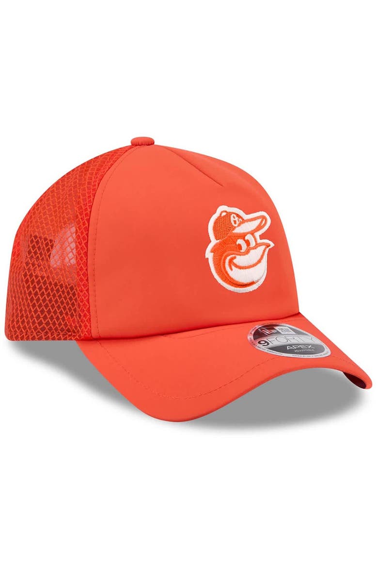 Men's New Era Orange Baltimore Orioles 2026 Batting Practice Apex 9FORTY Adjustable Trucker Hat, Alternate, color, Orange