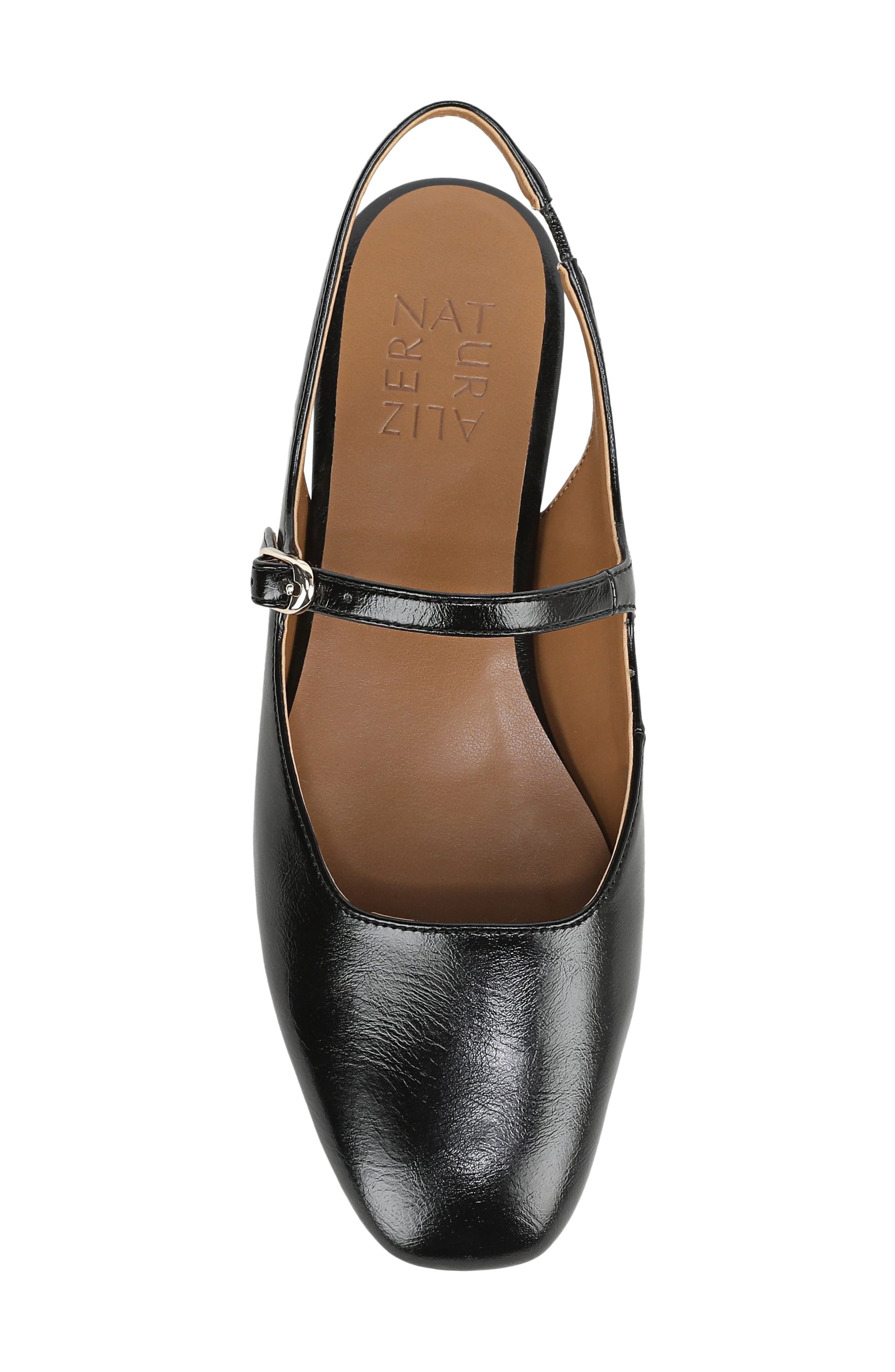 Naturalizer Anikka Slingback Flat, Alternate, color, Black Faux Leather