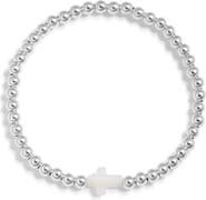 Nashelle Cross Charm Bead Stretch Bracelet