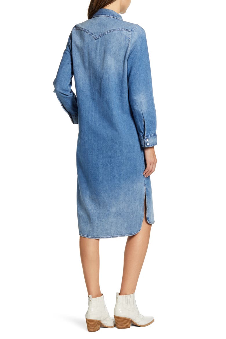 Western Denim Midi Shirtdress, Alternate, color, FLINT HILL BLUE