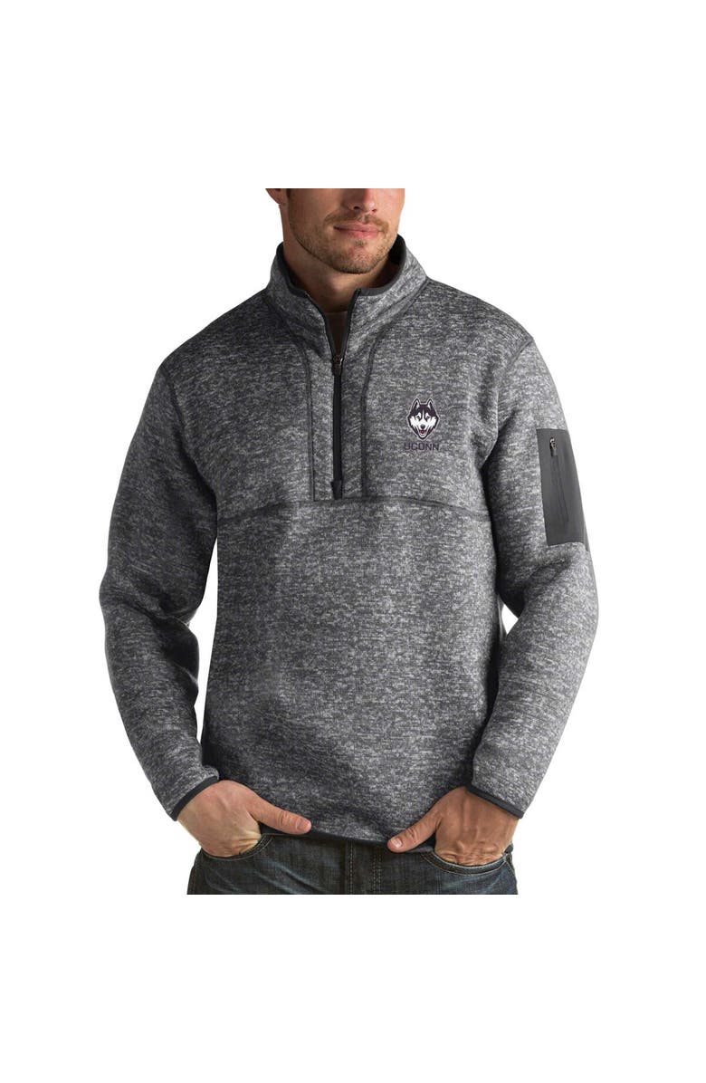 ANTIGUA Men's Antigua Charcoal UConn Huskies Fortune Half-Zip Sweatshirt, Main, color,