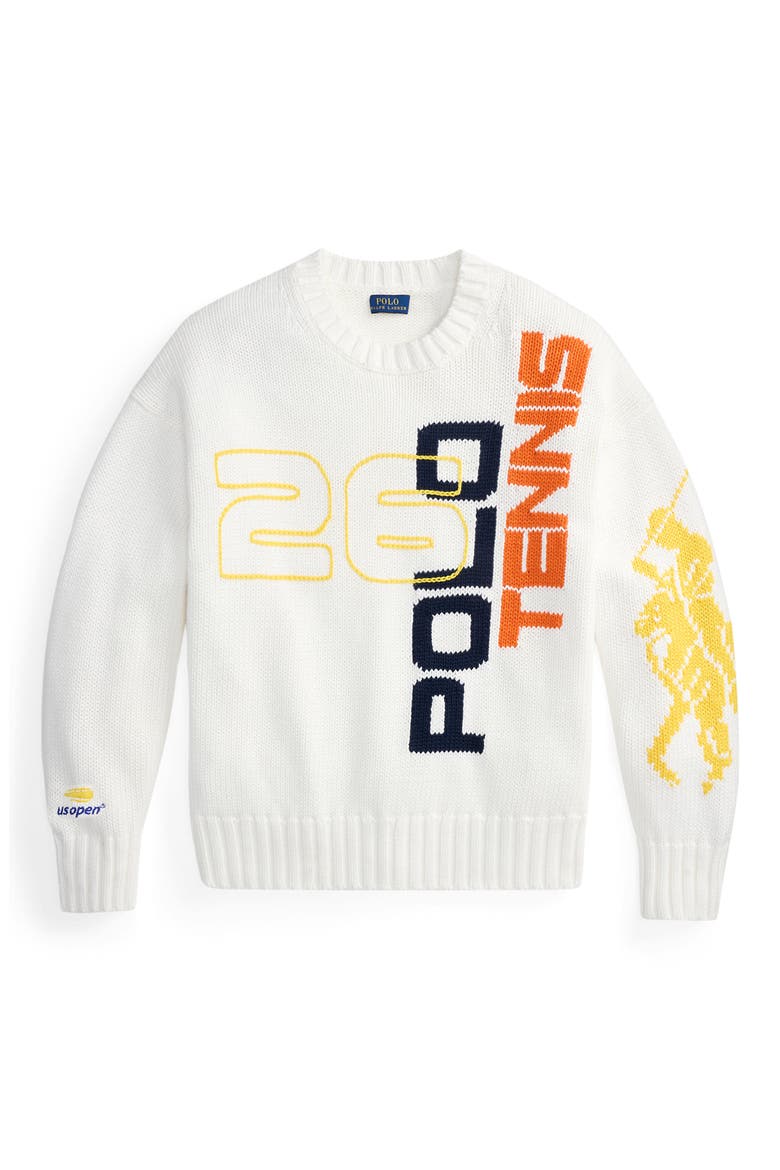 US Open® Collection Graphic Long Sleeve Cotton Sweater, Alternate, color, WHITE MU