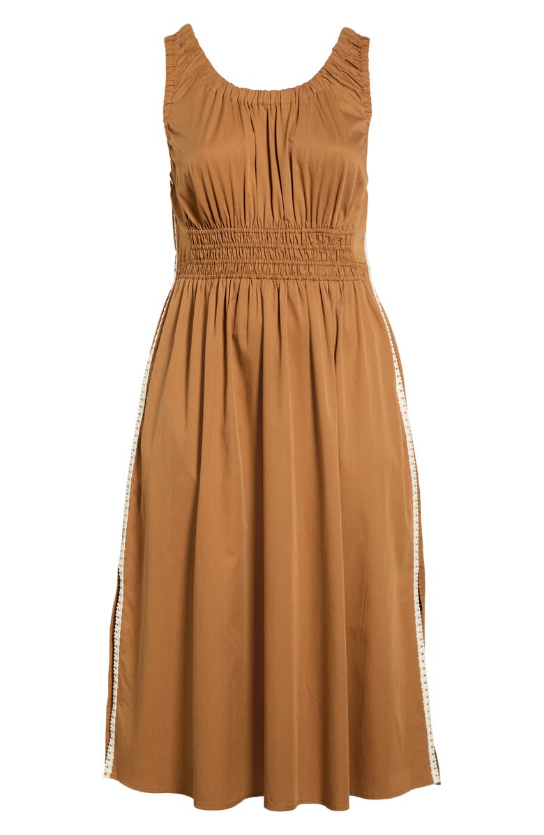 Wit & Wisdom Smocked Waist Lace Trim Sleeveless Maxi Dress, Main, color, Butter Toffee