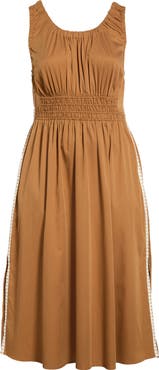 Wit & Wisdom Smocked Waist Lace Trim Sleeveless Maxi Dress
