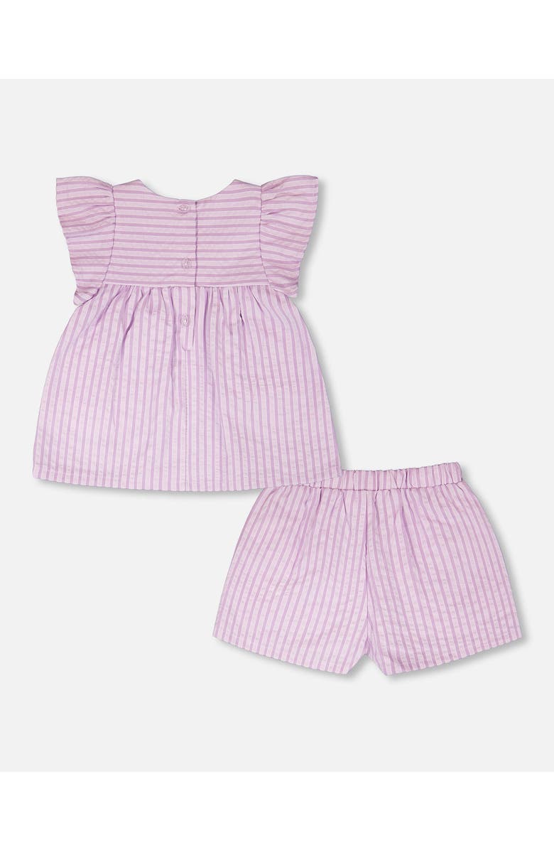 Deux par Deux Stripes Top and Short Set, Alternate, color, Lavender Stripes