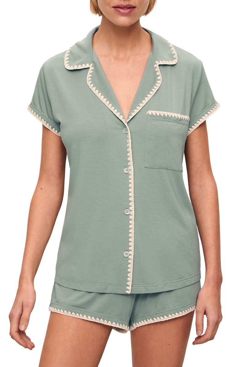 Eberjey Frida Short Pajamas, Main, color, Eucalyptus/Ivory