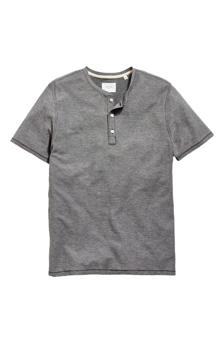 Billy Reid Bird's Eye Short Sleeve Henley, Alternate, color, Asphalt/ Tinted White