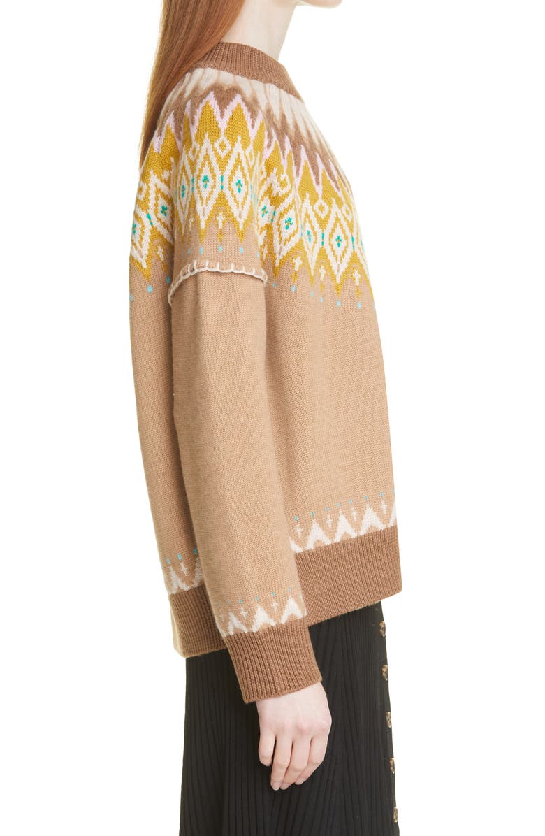 La Ligne Fair Isle Merino Wool Mock Neck Sweater, Alternate, color, 