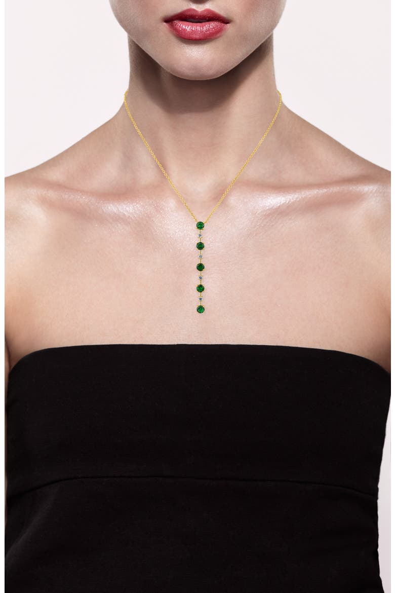 Y-Drop Mixed Stone Necklace, Alternate, color, GREEN/ GOLD