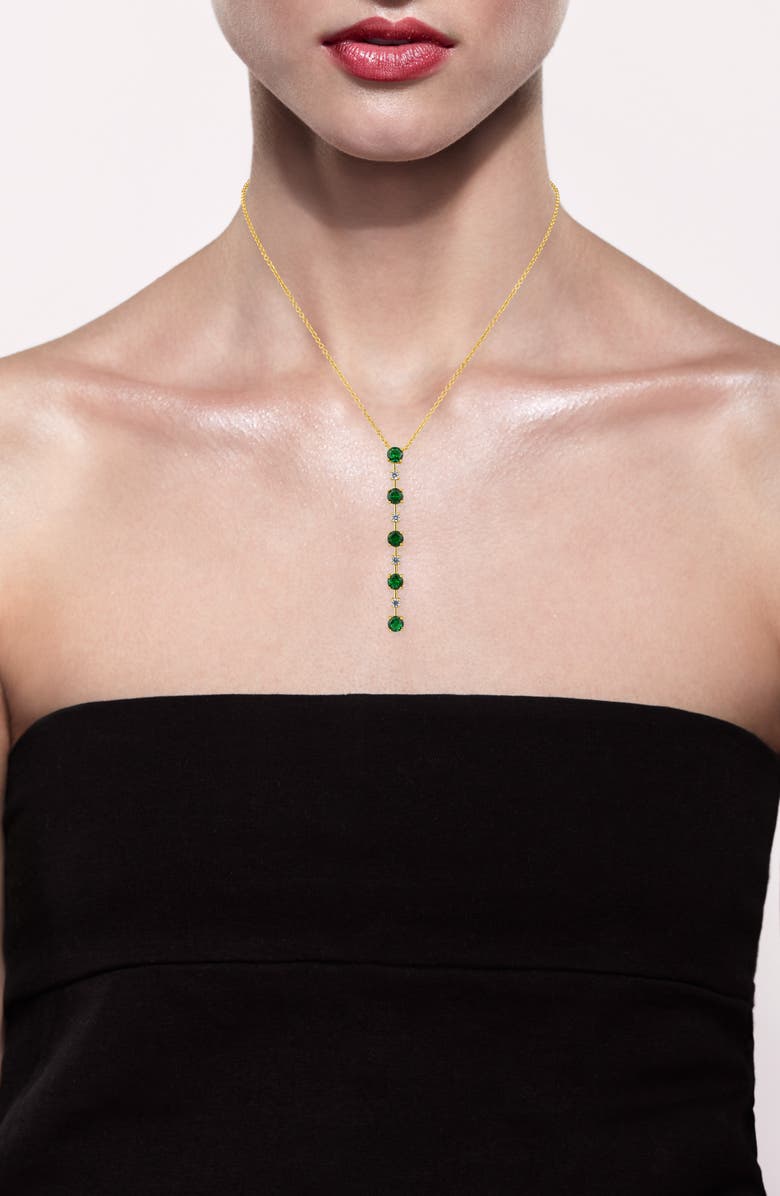 CZ by Kenneth Jay Lane Y-Drop Mixed Stone Necklace, Alternate, color, 