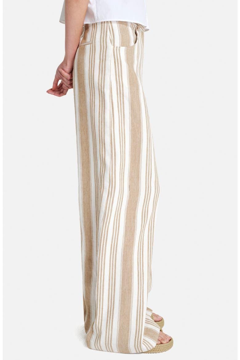 Demie Variegated Stripe Linen & Cotton Wide Leg Pants, Alternate, color, WHITE/KHAKI