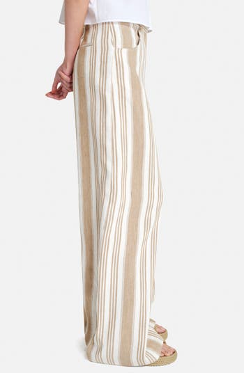 Demie Variegated Stripe Linen & Cotton Wide Leg Pants