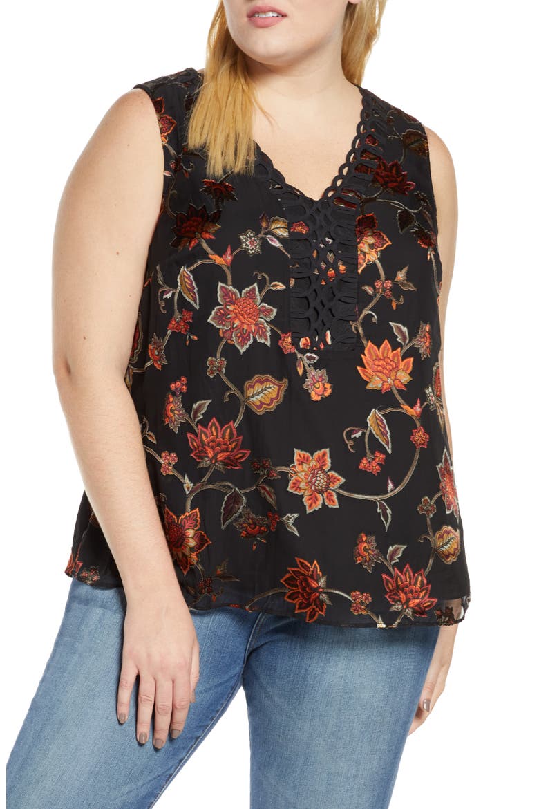 Daniel Rainn Satin Burnout Tank Top, Main, color, G238 BLK
