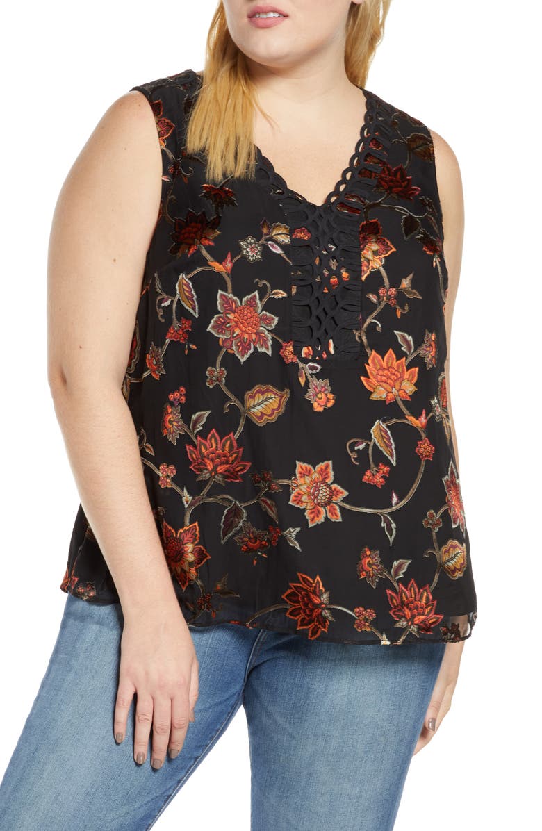 DR2 by Daniel Rainn Daniel Rainn Satin Burnout Tank Top, Main, color,