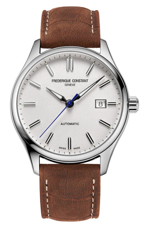 Classics Index Automatic Leather Strap Watch, 40mm