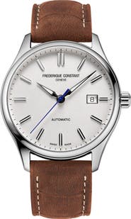 FREDERIQUE CONSTANT Classics Index Automatic Leather Strap Watch, 40mm