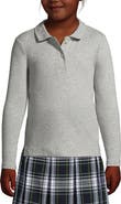 Lands' End School Uniform Girls Long Sleeve Feminine Fit Interlock Polo Shirt
