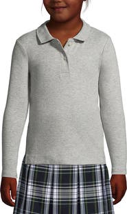 Lands' End School Uniform Girls Long Sleeve Feminine Fit Interlock Polo Shirt
