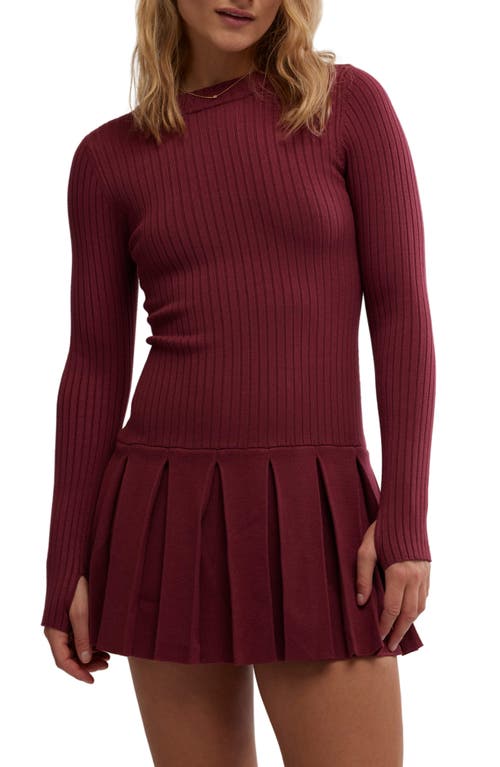 Free People Emmy Long Sleeve Minidress In Aged Red