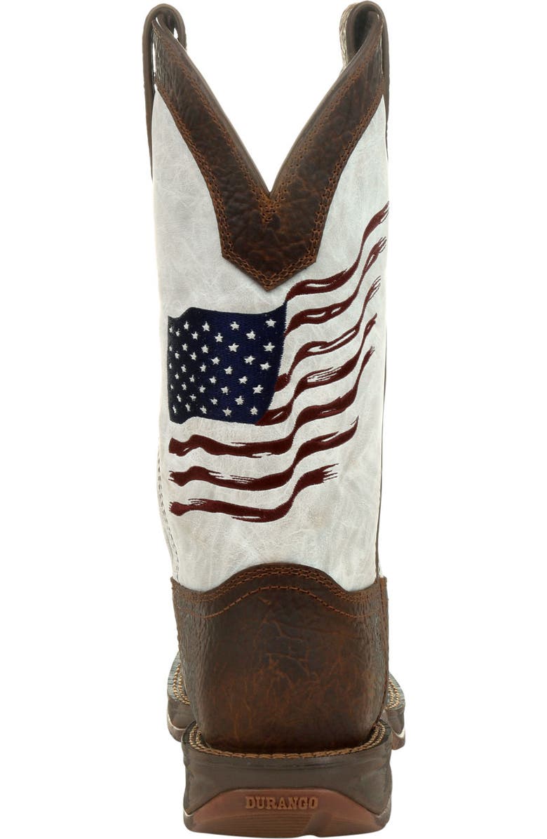 DURANGO Distressed Flag Embroidery Western Boot, Alternate, color, Bay Brown And White