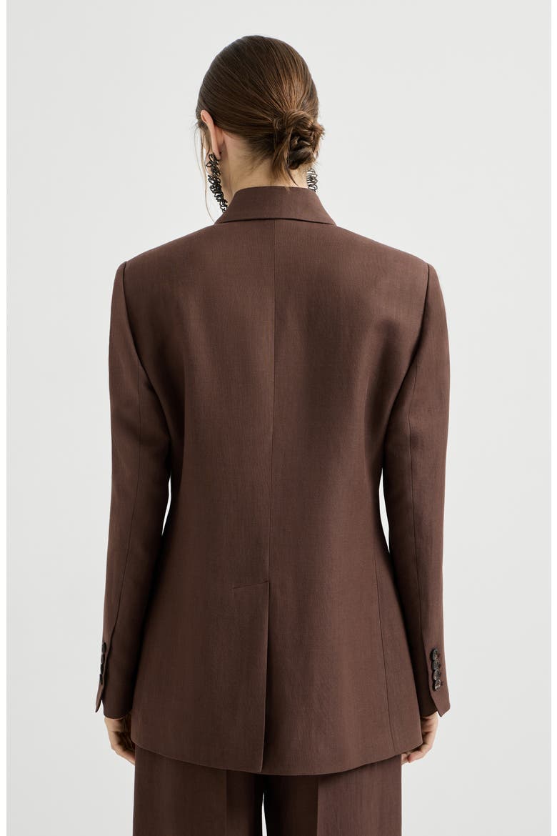 Fluid twill blazer, Alternate, color, Cocoa