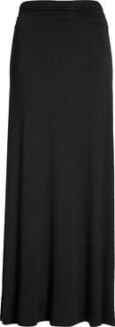 Bobeau Ruched Waist Side Slit Maxi Skirt