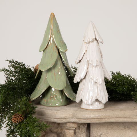 Handmade Stoneware Tree, Reactive Glaze Finish