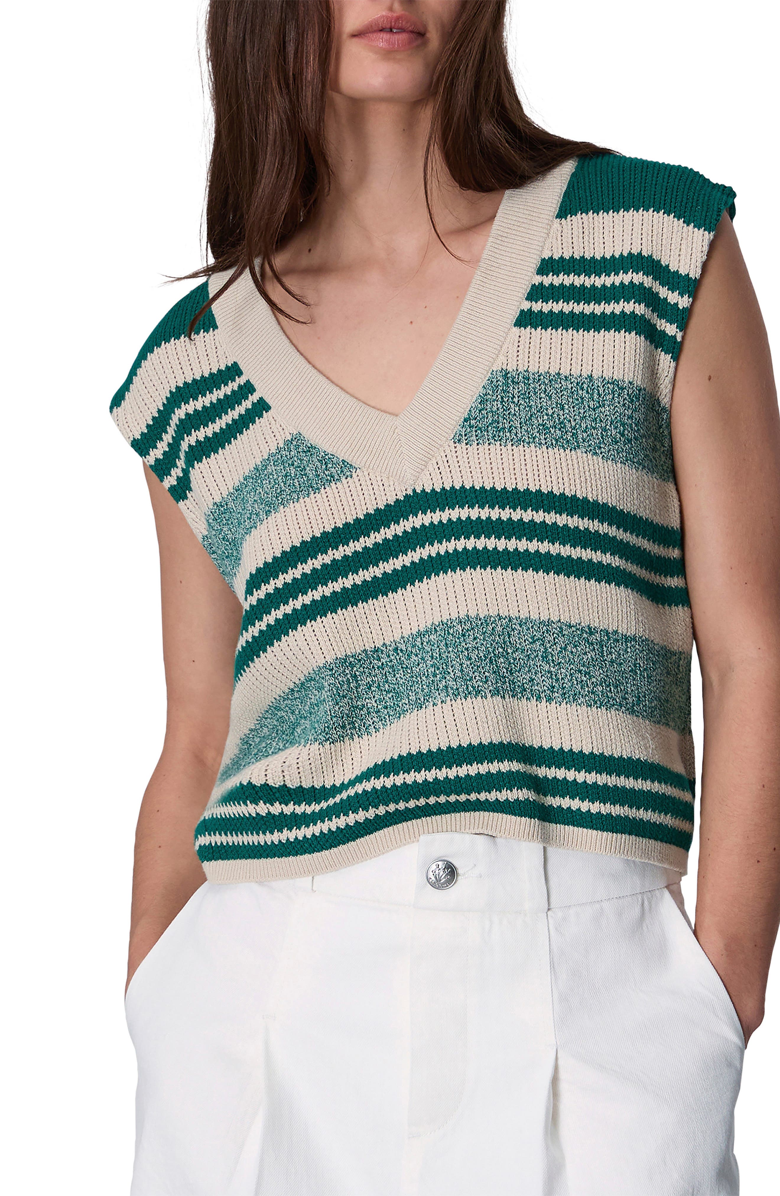 Rag & Bone Cyrus Stripe Sweater Vest In Sport Green
