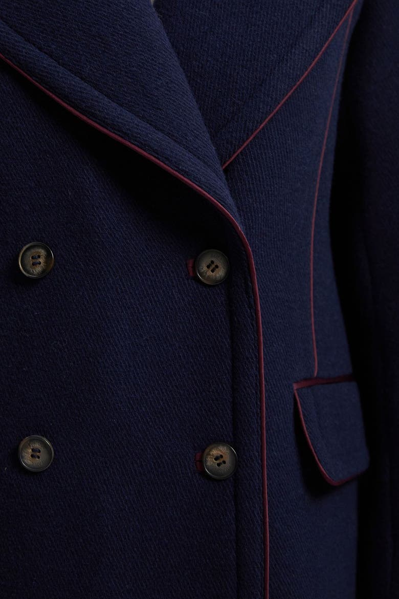 Tailored Padded Lined Midi Coat, Alternate, color, Navy