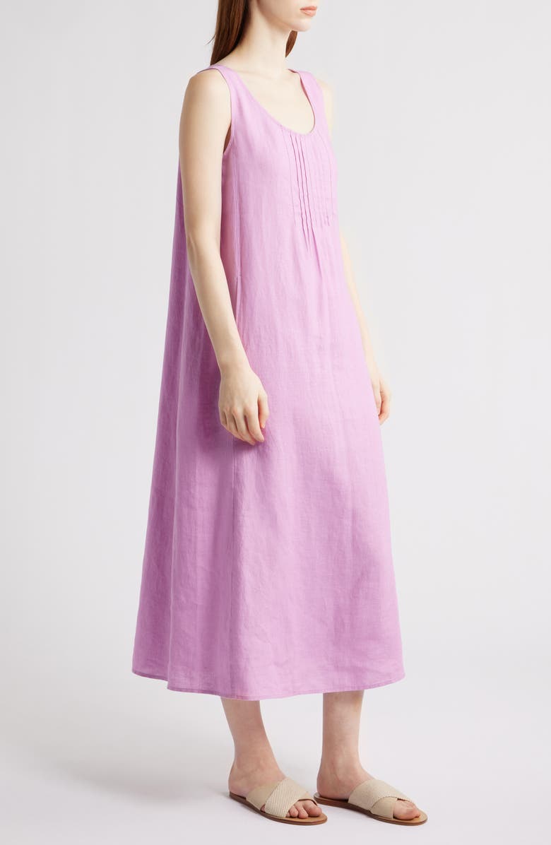 Eileen Fisher Pintuck Sleeveless Organic Linen Dress, Alternate, color, French Lilac