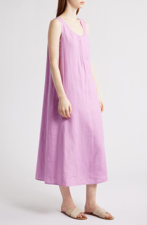 Eileen Fisher Pintuck Sleeveless Organic Linen Dress In French Lilac