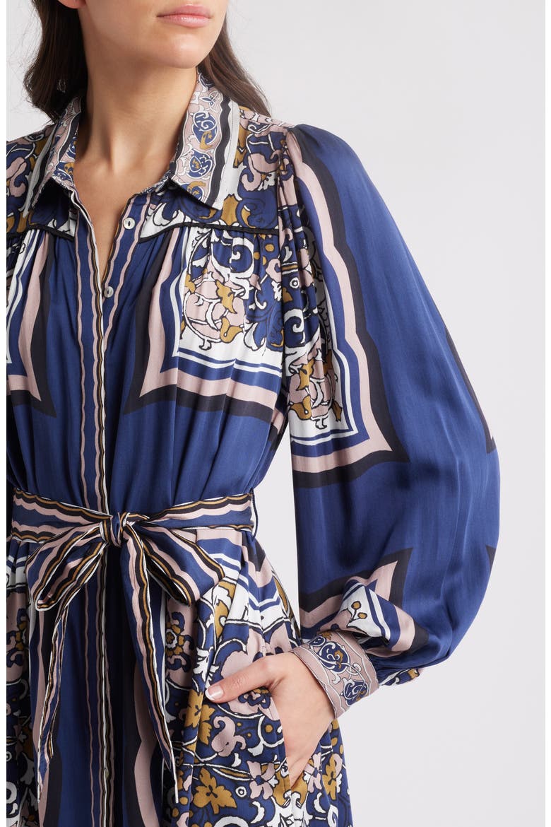 Charisma Long Sleeve Satin Minidress, Alternate, color, FLORAL ANISE