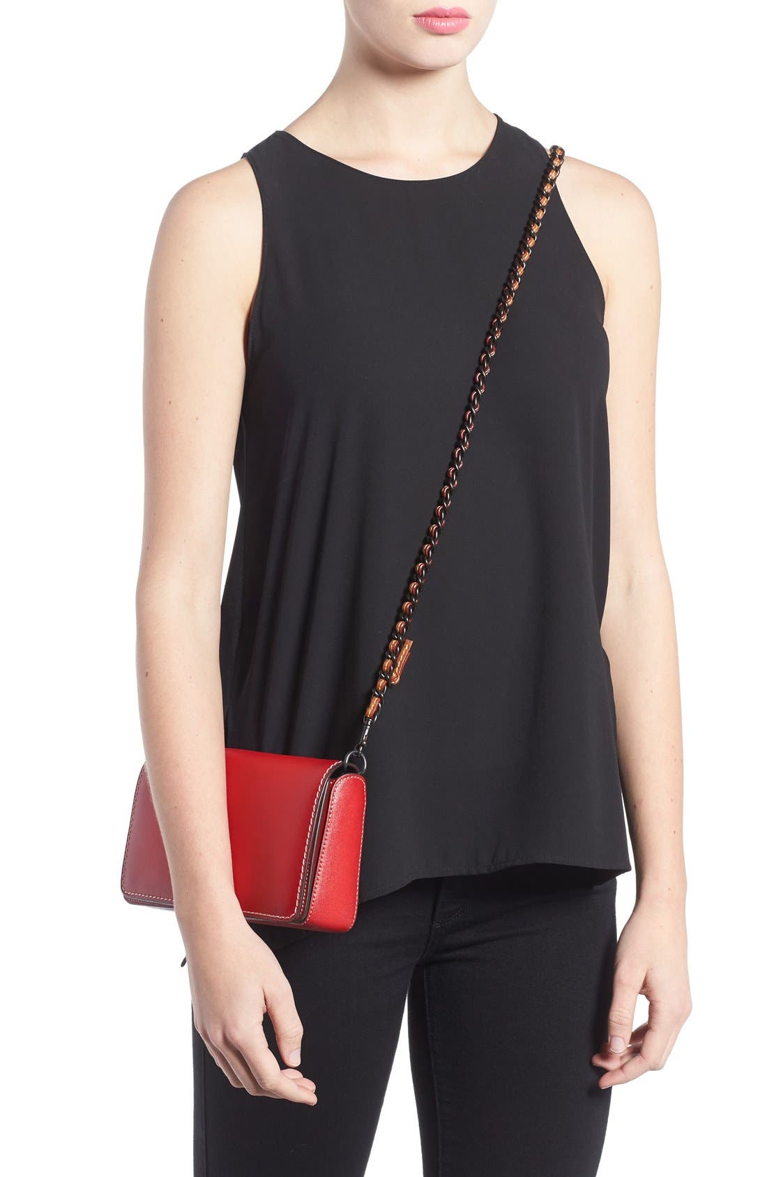 1941 'Dinky' Leather Crossbody Bag, Alternate, color, RED