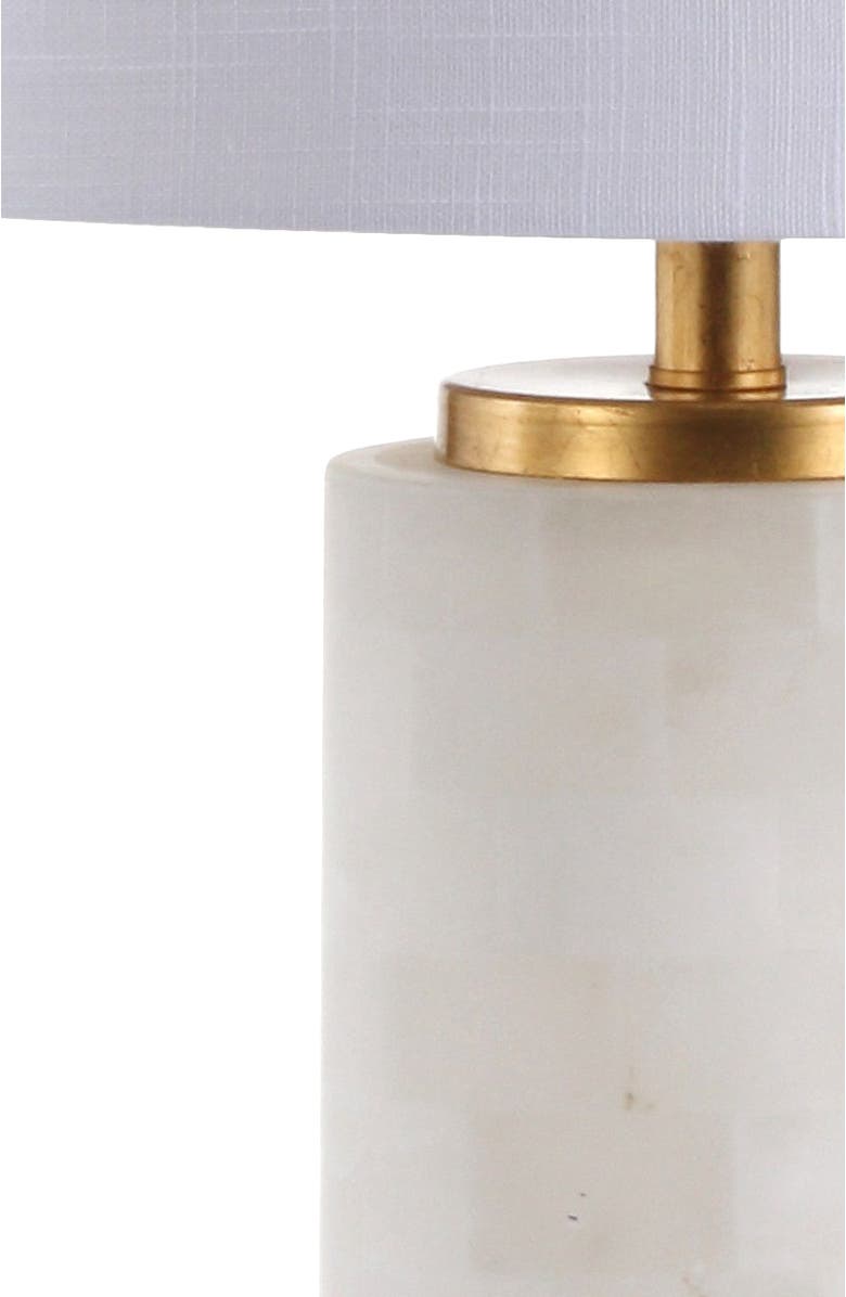 JONATHAN Y Eliza 25.5" Alabaster LED Table Lamp, White/Gold Leaf, Alternate, color,