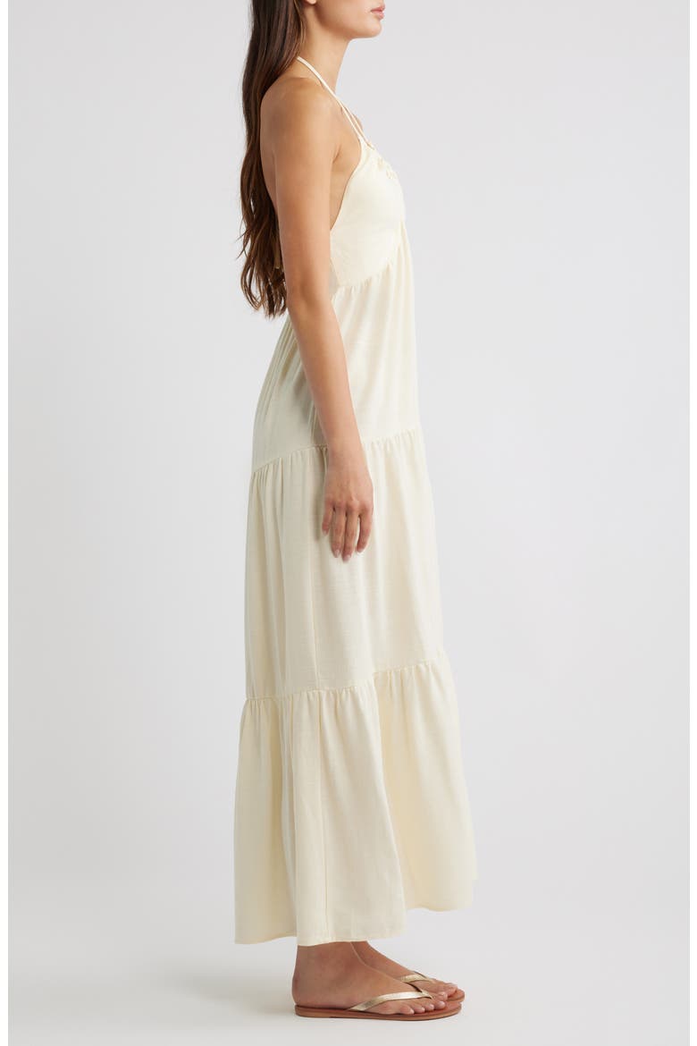 Kenna Tiered Halter Midi Dress, Alternate, color, VANILLA
