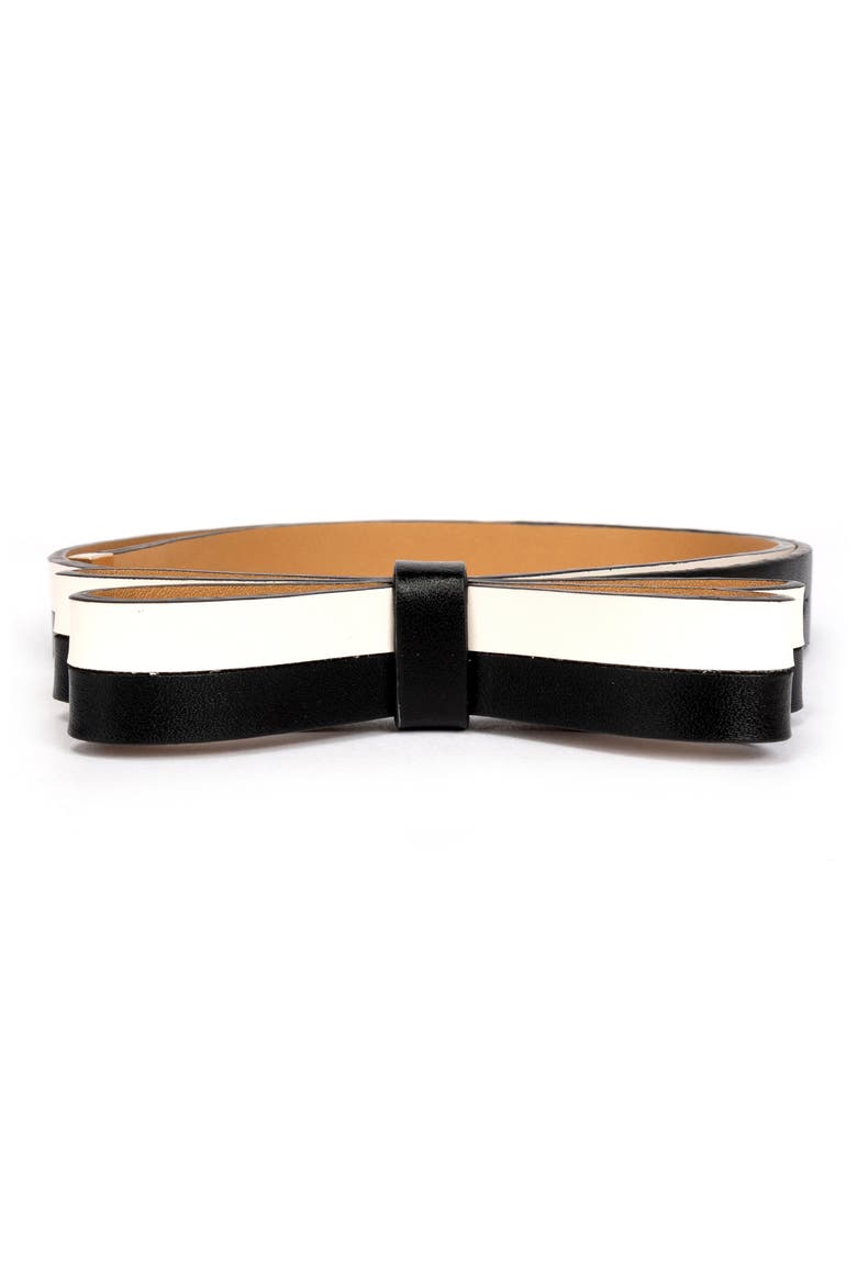 two-tone bow belt, Main, color, BLACK / CREAM