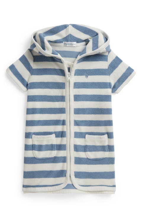 Stripe Hooded Cotton Blend Terry Cover-Up